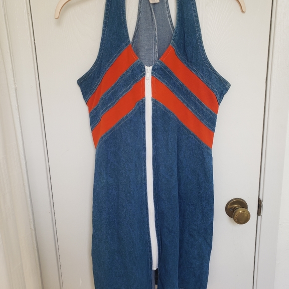 Racerback Denim Mini Dress - Stretchy - Flattering - Picture 1 of 2